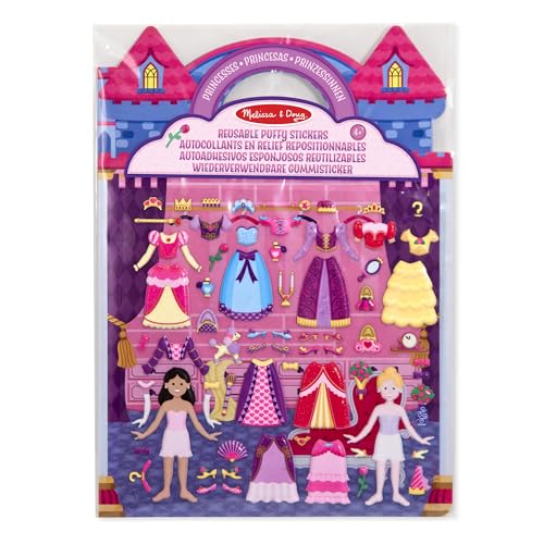 Melissa & Doug Libro Adesivi Attacca e Stacca - Stickers Riutilizzabili Tema Principesse, Giochi Creativi da Viaggio, Idea regalo per Bambini, 4+ Anni