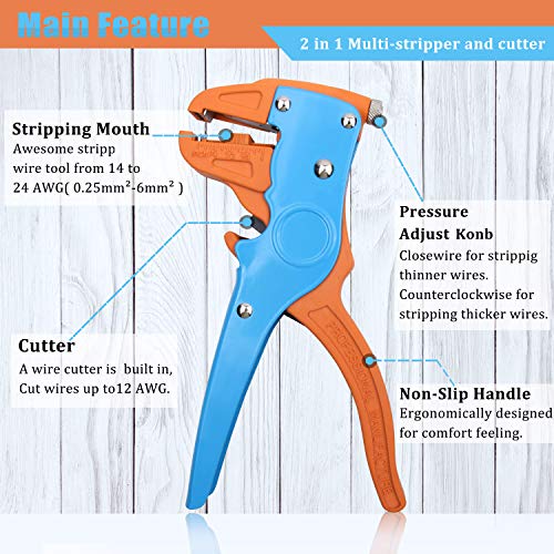 Knoweasy Automatic Wire Stripper and Cutter,Heavy Duty Wire Stripping Tool 2 in 1 for Electronic and Automotive Repair