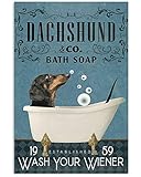 SIGNCHAT Bath Soap Company Dachshund Poster Decor Gift for Dachshund Lover Wall Art Decoration Metal...