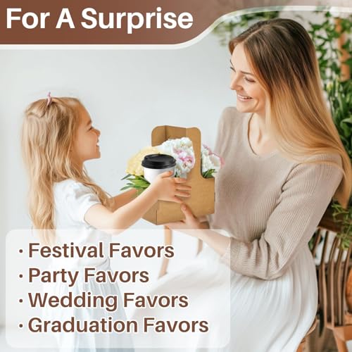 MAQIHAN 2 Cup Drink Carrier with Handle - 12Pcs Disposable Paper Cardboard Coffee Cup Holder Portable Drink Caddy Cup Carriers to go Cup Holder Food Delivery Accessories for Hot/Cold Drinks (Brown) - Thumbnail 6