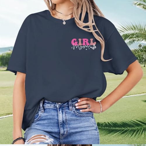 Image of Mama Shirts for Women in My Girl Mom Era Shirt Funny Letter Printed Graphic Tees Casual Tops