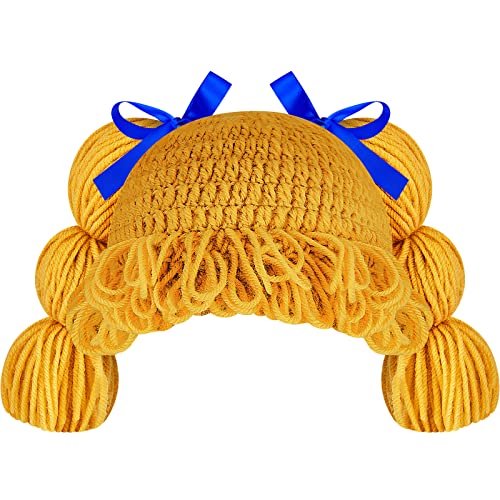 Halloween Cabbage Costume Yarn Wig, Yellow 1, Loop Pigtails