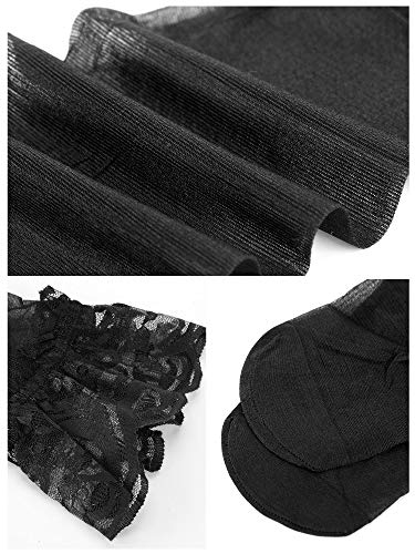Image of Geyoga Women's Lace Thigh High Stockings over The Knee Stockings for Women Sheer Thigh High with Lace Top