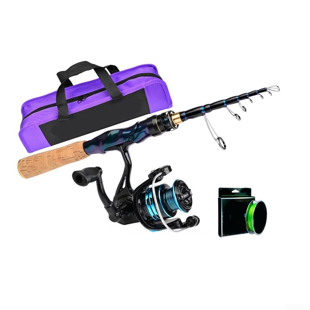 Caña de pescar telescópica y carrete para combo, cebo o señuelo, traje de pesca con fibra de carbono en blanco, equipo de pesca de agua salada para principiantes para barco de mar, surf casting