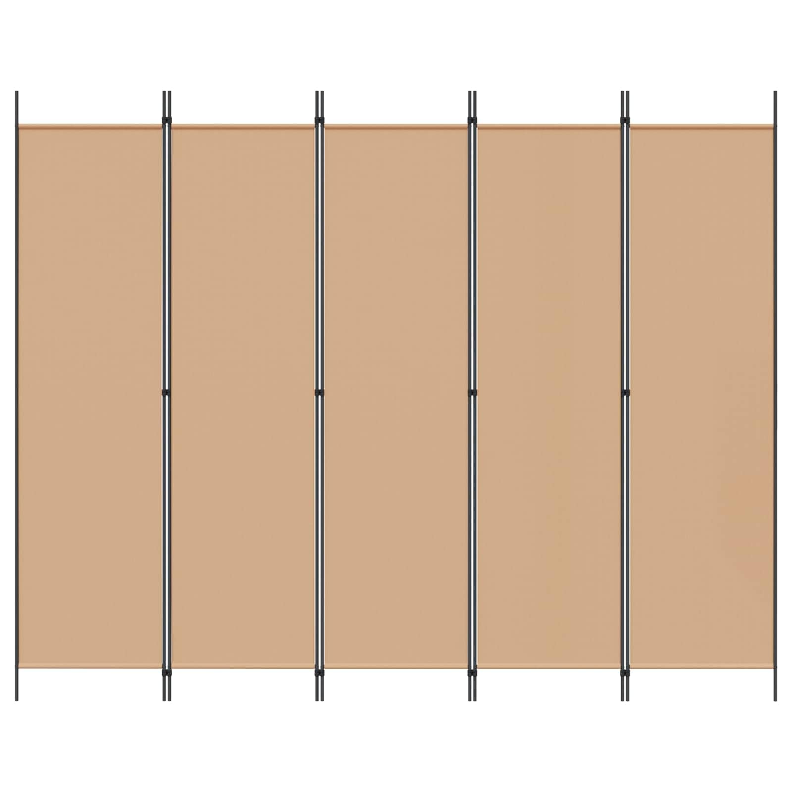 Paravent 5 Panneaux Beige 250 x 200 cm Tissu Pliable séparation intérieure cloison Mobile écran Moderne décoration Chambre Salon Bureau avec Pied roulettes