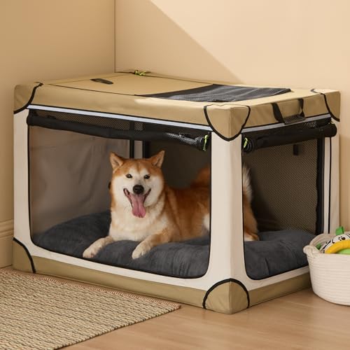 BEDSURE Hundebett Waschbar Groß - Hundekissen Bett Beruhigende Hundematratze mit Rutschfestem Boden, Warmes Kissen für Große Haustiere, Grau, 89x58x8cm