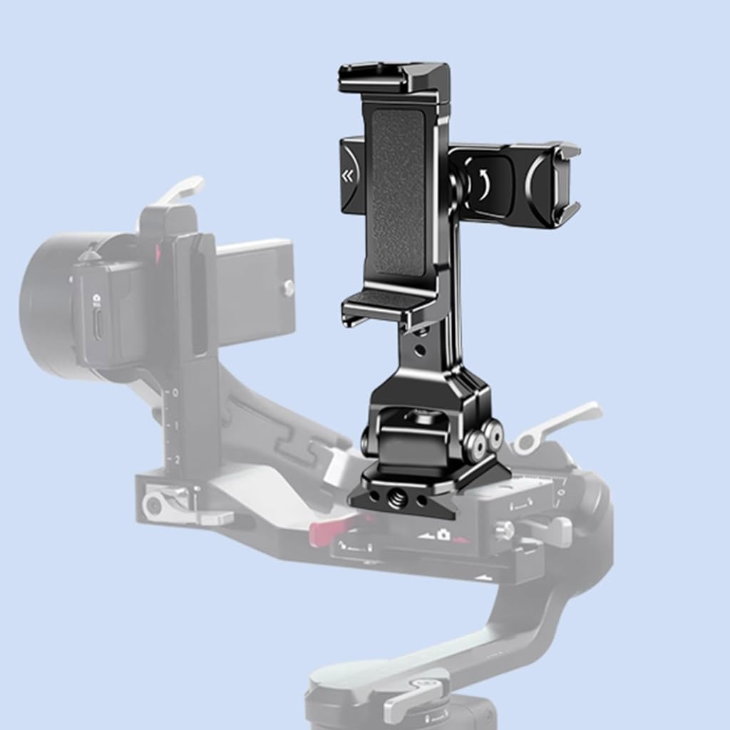 Adattatore per treppiede per telefono, girevole a 360 gradi, doppia clip per telefono per live vlog