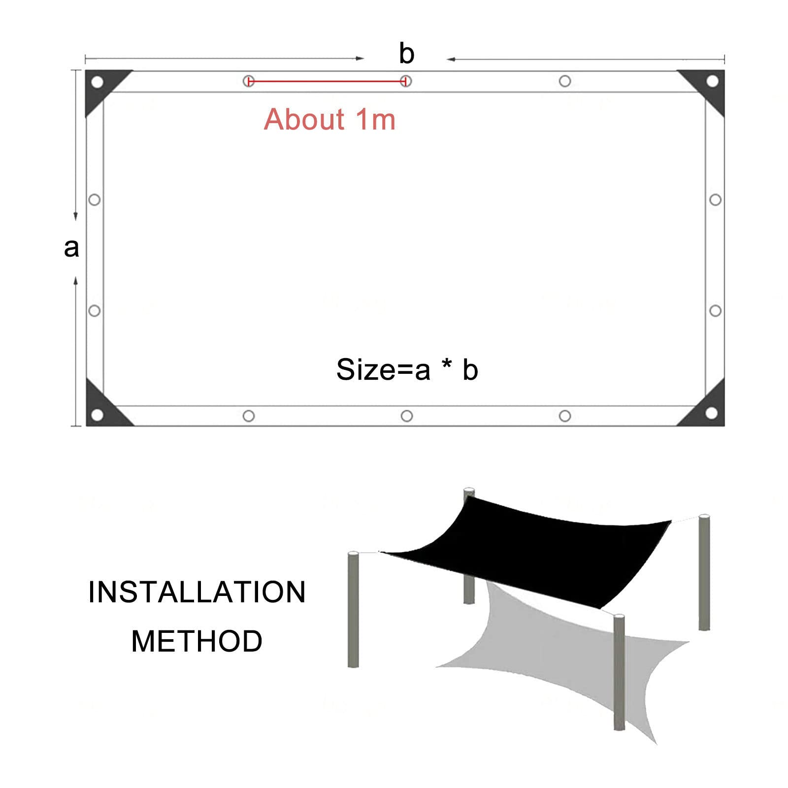 Malla De Sombra Para Jardín,Tela De Sombra Negra,Red De Sombra Para Protección Solar,Velas De Sombra,Con Ojales,Lona De Malla Sombreadora Exterior,Resistente a Los Rayos Uv,Black-3x6m(9.8*19.7ft)