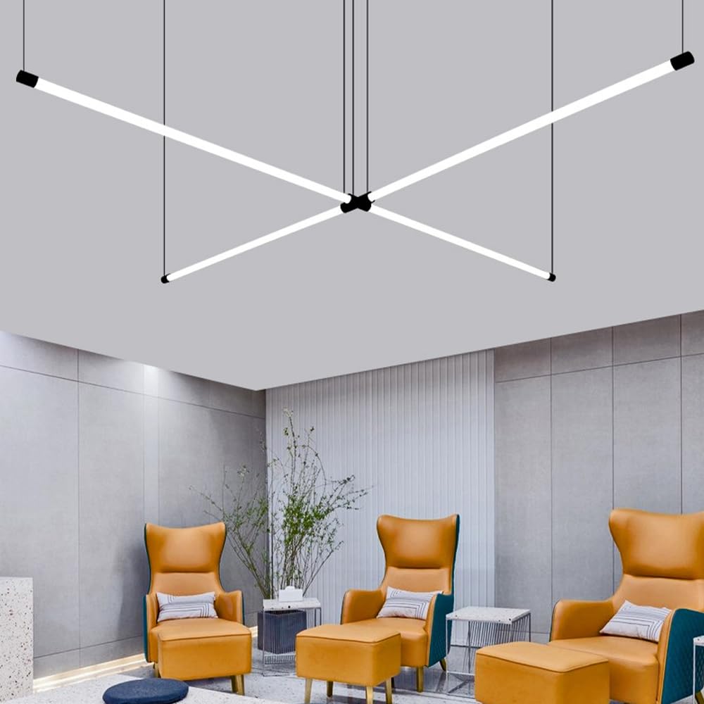 Suspension Led Linéaire - Lampe Suspendue En Acrylique Pour Salle À Manger, Îlot de Cuisine, Bureau - 100 Cm (39,4 Po), Argent (Or, 100 Cm | 39,3 Po)/Noir/120 Cm | 47,2 Pouces