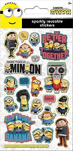 Paper Projects 01.70.06.161 Minions: The Rise of Gru Sparkly Stickers | Produto oficial | Reutilizáveis em superfícies não porosas, cor branca, 19,5 cm x 9,5 cm