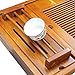 Tea Talent Reservoir & Drainage Solid Wood Tea Tray - Japanese/Chinese Gongfu Table Serving Box for Kungfu Set 21.2 x 13.4 x 2.36 Inch, Original Color