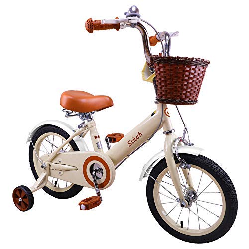 STITCH Joystar - Bicicleta para niños de 5 a 8 años con cesta y ruedas de entrenamiento, color marfil