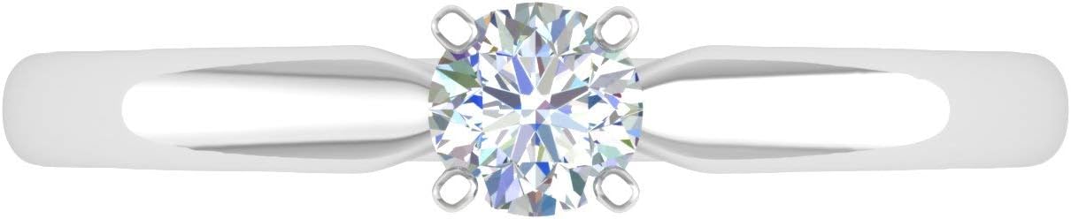 FINEROCK 1/5 Carat 4-Prong Set Solitaire Diamond Engagement Ring Band in 10K Gold