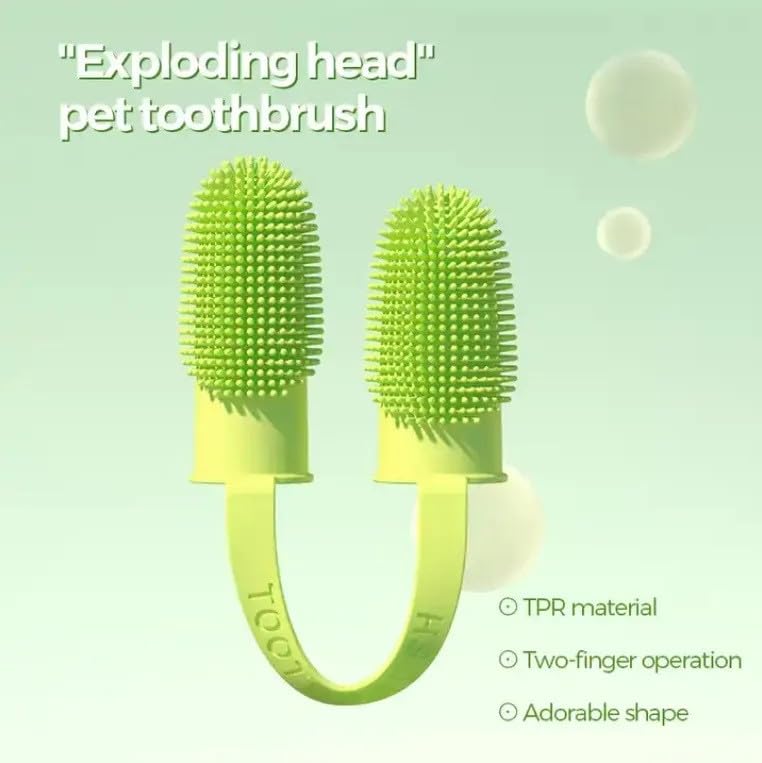 Image of EZ LIVING Pet Finger Toothbrush for Dogs and Cats Pet finger toothbrush Dog dental care Cat tooth cleaning Pet oral hygiene Pet toothbrush glove Pet teeth cleaning tool Finger brush for pets
