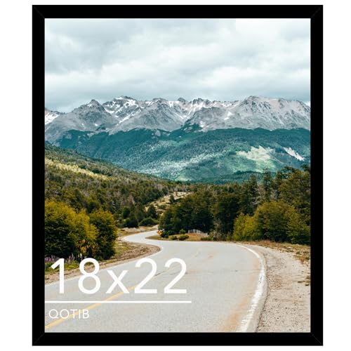 QOTIB Wood 18x22 Picture Frame Black for Wall Hanging 18 x 22 Frame Photo Frame for Wall Horizontally or Vertically Black 1 Pack