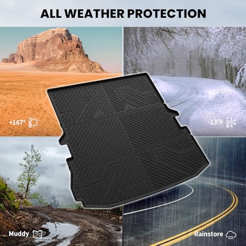 Image of LASFIT Cargo Mat for Ford Explorer 2011-2014 & 2015-2019 Trunk Liner | Custom Fit All Weather Protector TPE One-Piece Design Easy Installation Easy Clean Trunk Mat Accessories, 1pc Black
