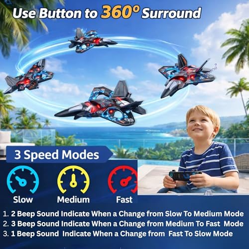 Image of GRAPHENE Remote Control Aeroplane RC Plane for 6-16 Years Kids Boys Adults Fighter Jet Toy 2.4 GHz with LED Lights 360 Flip Hovering Stunt Roll Spin Flight Aircraft Foam Glider Airplane Hobby Toy