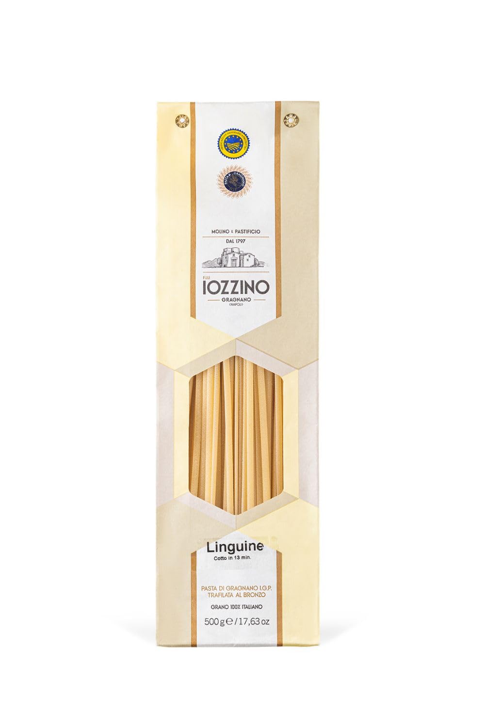 Pastificio F.lli Iozzino - Pâtes de Gragnano IGP - Formats de pâtes longues 3Kg (6x500g) | 1 Kg linguine + 1 Kg spaghetti + 1 Kg spaghetti alla chitarra |