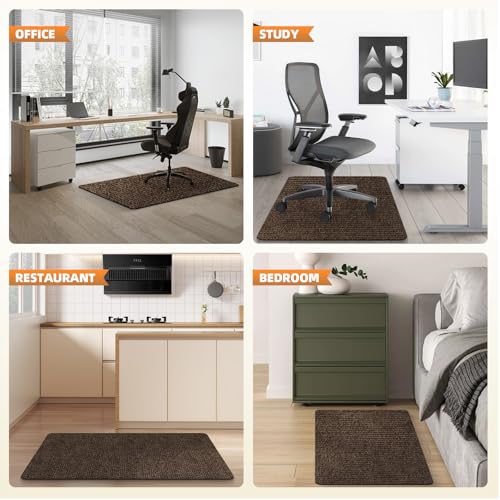 Image of Office Chair Mat for Hardwood and Tile Floor, Computer Chair Mat, Non-Slip Floor Protector Rug Carpet, Non-Curve, Under Desk Mat for Rolling Chair, Coffee(48 inchx36 inch)