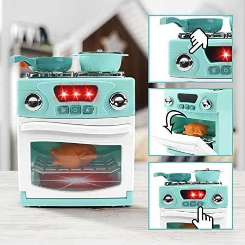 deAO "My First Kitchen" Set Kinderspielzeug Kinder Elektroofen und Kochfeld mit Lichtern Perfektes Küchenset für Ihre Kinder Kinder 10-teiliges Set Zubehör - Küchen-Essens-Spielzeug zum Spielen – Bild 5
