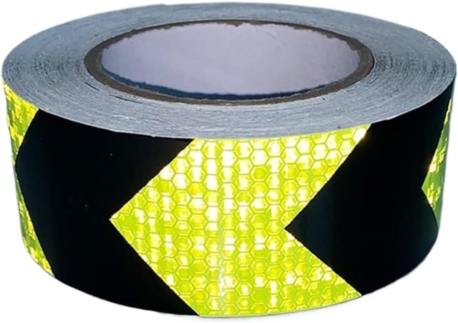 Caution Tape, Reflective Tape, 2Inx65.6FT Safety Warning Tape Security Marking Reflective Waterproof Tape High Visibility Reflective Sticker for Car Road Outdoor Bikes Motorcycle(Green/Black)