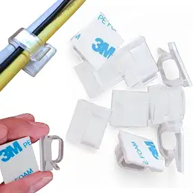 Organizador de Cabos e Fios Kit com 20 Peças Unidades Clipes 13 mm Autoadesivos Fita 3M Premium Passa fio Abraçadeira Organizadores Adesivo Clips Fixador Fixação Presilha Autocolantes