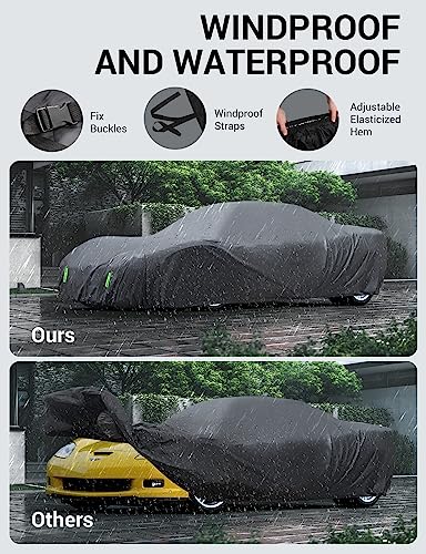 Image of Car Cover Compatible with C5 Corvette 1997-2004 6 Layers All Weather Waterproof Sun Rain UV Dust Protection Outdoor Covers with Zipper | UV-Blocking Waterproof With Soft Lining Prevents Leaks & Scratches. Perfect For Sunny, Snowy Outdoor Parking, Garage Storage