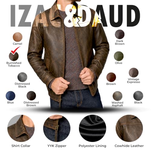 Image of Isaac & David Chicago Men's New Black /Brown Lambskin Leather Classic Open Bottom Jacket Motorcycle Vintage Racing Jacket