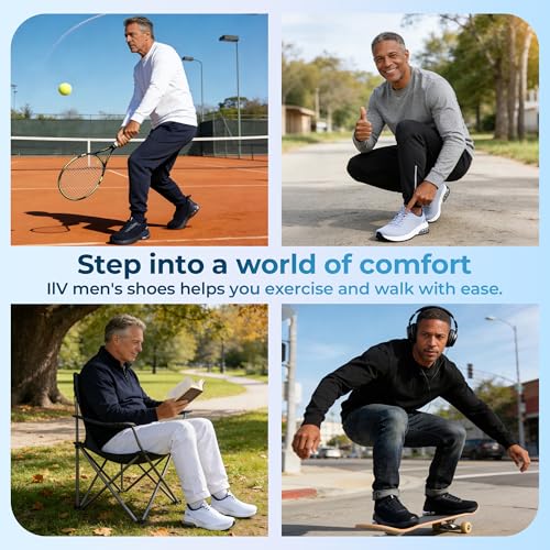 Image of IIV Mens Walking Shoes with Arch Support Wide Toe Box Tennis Sneakers Plantar Fasciitis Running Shoes