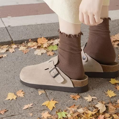 6 Pairs Women's Scalloped Cotton Socks Frilly and Ruffle Socks Breathable Soft Crew Socks2