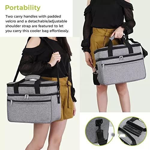 Image of Ineffable Thermal Insulated Cooler Bag, Adjustable Shoulder Strap, Extra Zipper Pockets, Leakproof, Picnic Outdoor Use, Reusable & Easy Wash (Grey)