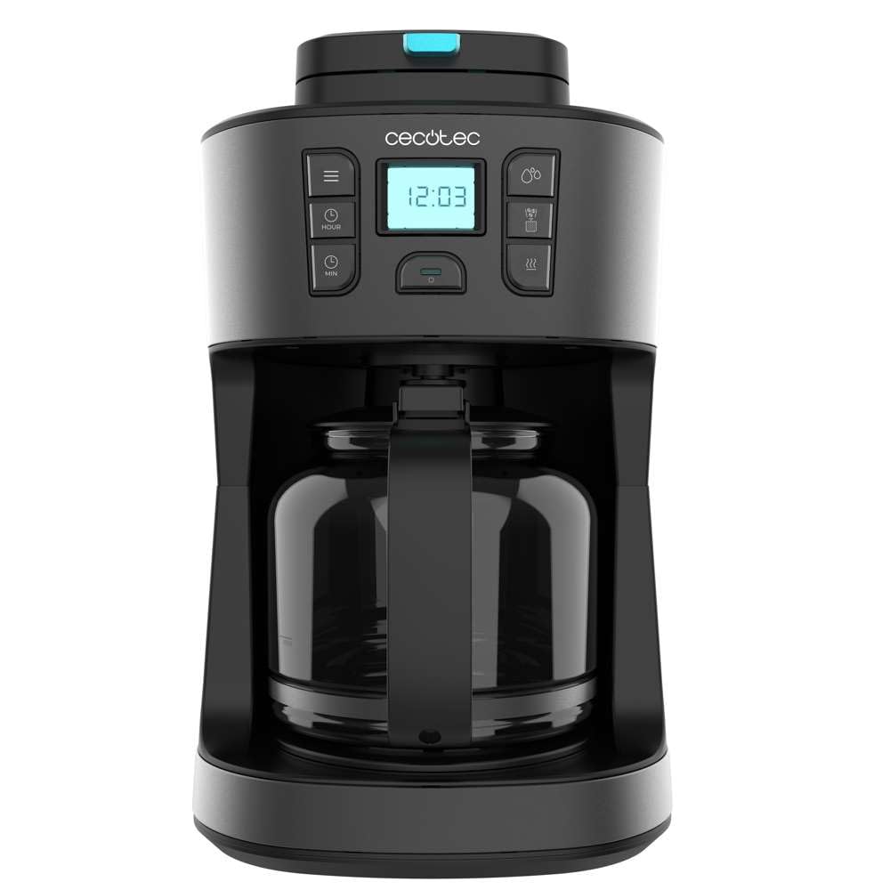 Cecotec Coffee 66 Grind & Drop Drip Cafetières à Goutte. 1086 W, Moulin à Lames, Jusqu'à 12 Tasses, Technologie Extremearoma, Cafetière Goutte à Goutte Numérique, Acier Inoxydable, Arrêt Automatique