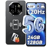 Blackview Shark6(2025) 5G Phone Unlocked, Android 15 Cell Phone, 6.88" Mobile Phone, 120Hz Display, 24GB+128GB, 5000mAh/18W, Fingerprint/Face ID, Black