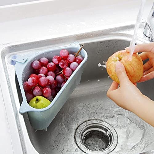 Image of ANKUL Kitchen Sink Organizer Corner Strainer Basket (Pack of 2), Triangular Drain Drainer Storage Rack, Colander Food Catcher & Waste Collector Tray