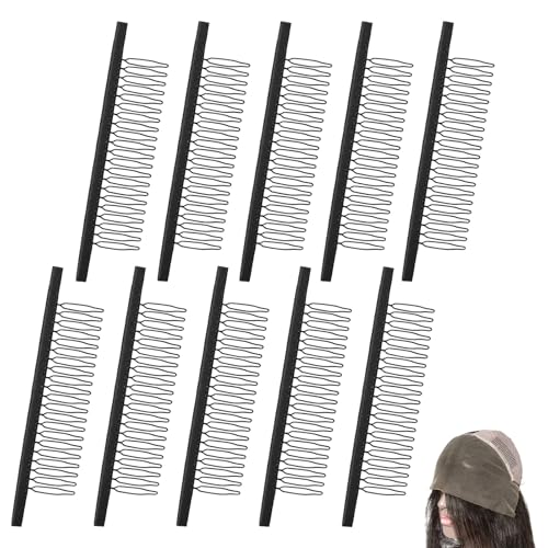 10 clips peines para pelucas con 20 dientes, negro miniatura 1