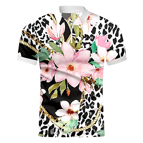 Polo homme fermeture éclair imprimé floral tropical pour vacances