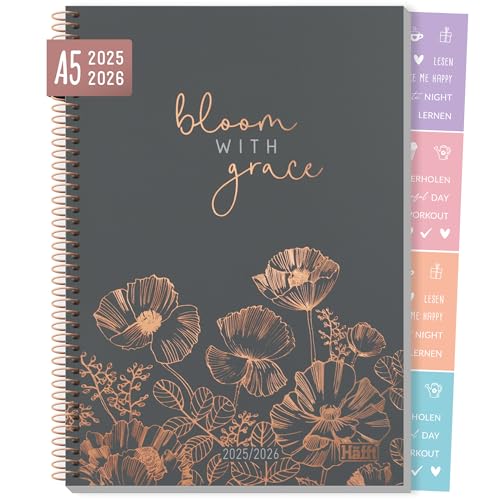 Häfft® College-Timer A5 2025/2026, Schülerplaner mit Sprüchen und Stickern \"Dark Poppy\" Schulplaner Hausaufgabenheft - nachhaltig & klimafreundlich Häfft® College-Timer A5 2025/2026, Schülerplaner mit Sprüchen und Stickern \"Dark Poppy\" Schulplaner Hausaufgabenheft - nachhaltig & klimafreundlich