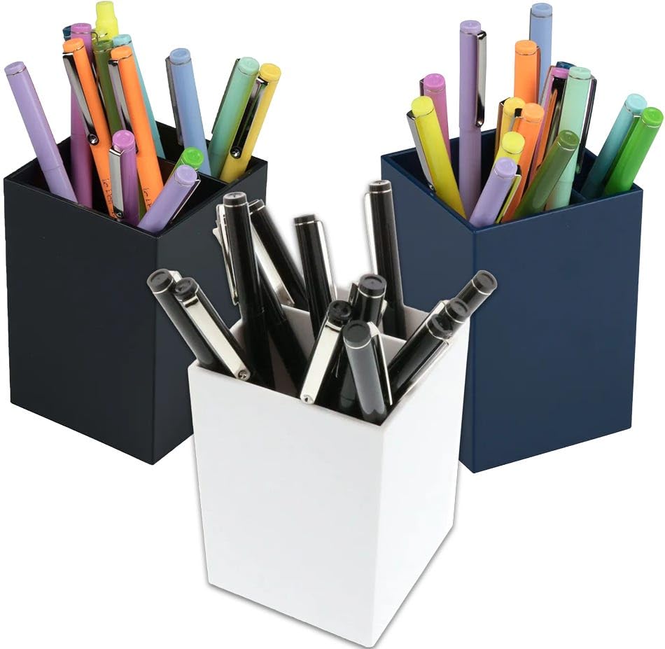 Image of JAM PAPER Plastic Pen Holders - Business Assortment Desktop Pencil Cups - 3 /Pack