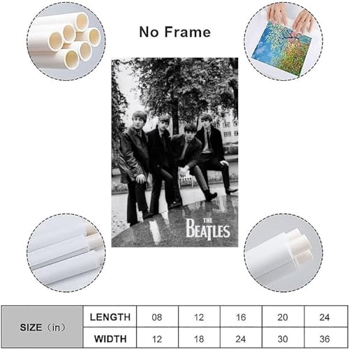 YBRAVO Poster décoratif sur toile Beatles noir et blanc, impression d’art moderne pour chambre à coucher (40 x 60 cm) - Les Beatles, Paul McCartney, John Lennon, RIngo Starr, George Harrison YBRAVO Poster décoratif sur toile Beatles noir et blanc, impression d'art moderne pour chambre à coucher (40 x 60 cm) – Image 4