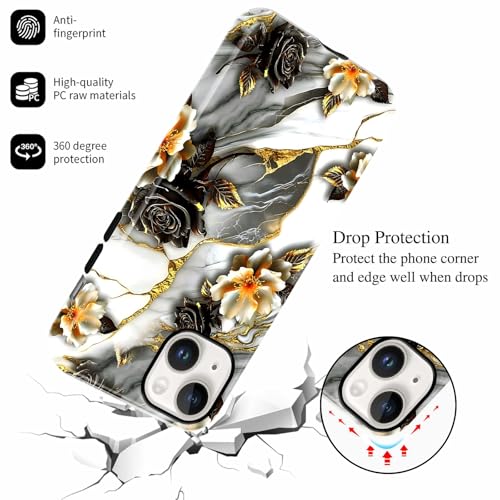Coque agate brillante iPhone 14 effet marbre de luxe aux reflets dorés