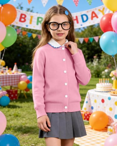 Image of Girls Cardigan Sweater School Uniforms Toddler Long Sleeve Button Knit Solid Sweaters Tops