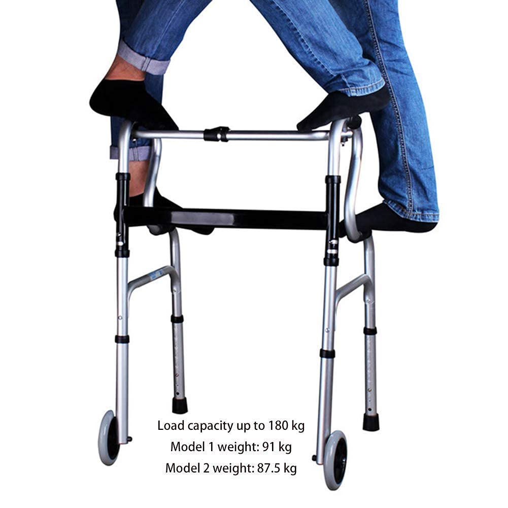 składany chodzik,Chodziki z kółkami, chodzik, lekka rama do chodzenia Standardowe chodziki Rollator Walker Składane podparcie przedramienia z siedziskiem Czterokołowy chodzik dla osób starsz
