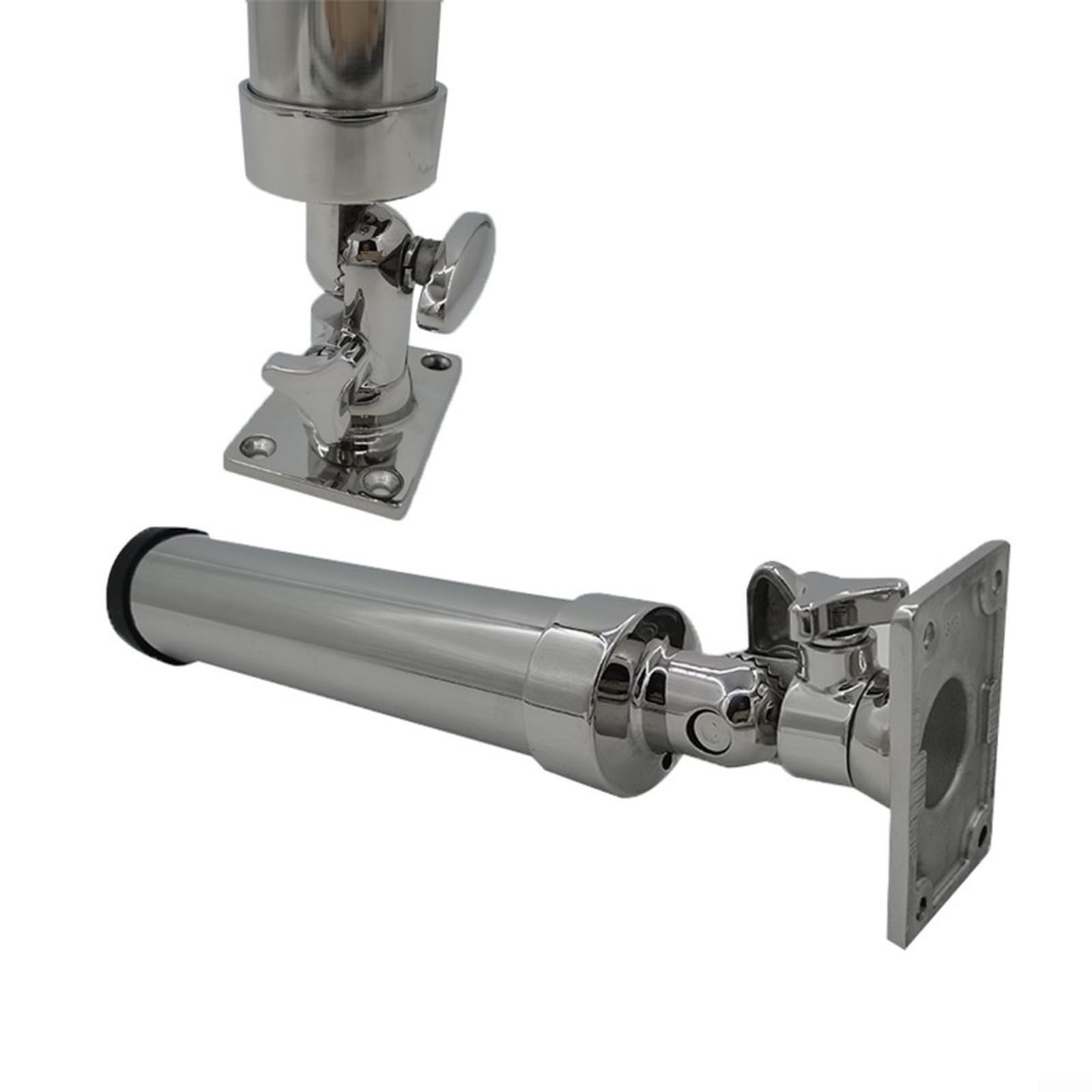 Supporto per canna da pesca regolabile in acciaio inossidabile 316 con base quadrata per attrezzatura da pesca sul ponte della barca, altezza 325 mm, argento