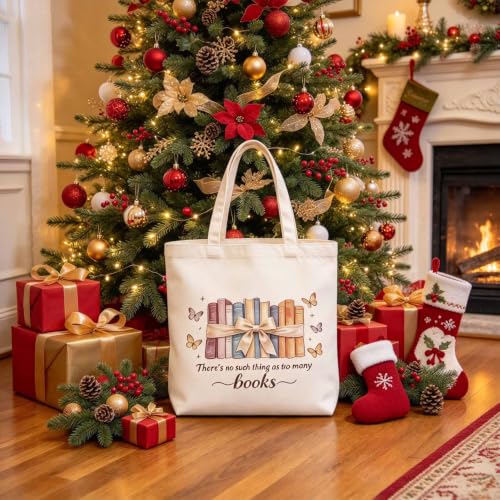 yuboo Canvas Tote Bag Book Lovers Gifts, Fall Christmas Gift for Women - image 3