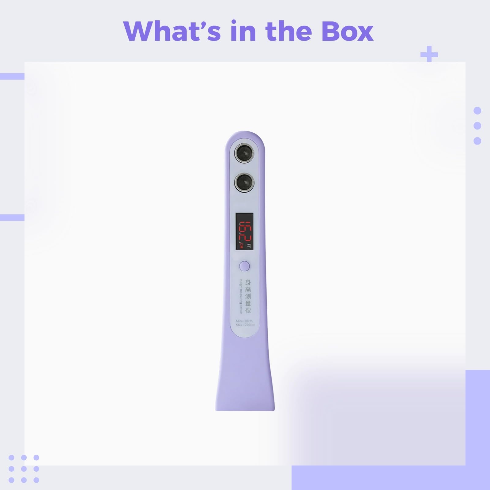 Ultraschall Körpergrößenmessgerät, tragbares kabelloses Höhenmessgerät, elektronisches Höhenlineal für Kinder und Erwachsene, 9,1 Zoll 23 cm, Violett