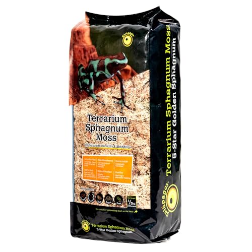 Galápagos (05203) 5-Star Golden Sphagnum Moss | Long-Fiber Snake Bedding, Reptile Substrate & Terrarium Moss for Frogs, Toads, Carnivorous Plants, Leopard Geckos, Snakes, and Amphibians, 1/3 Pound