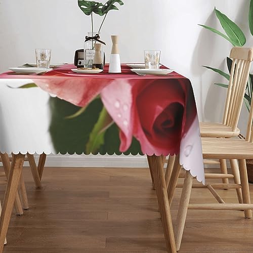 Nappe rectangulaire imperméable anti-tache rose pour protéger la table de ferme