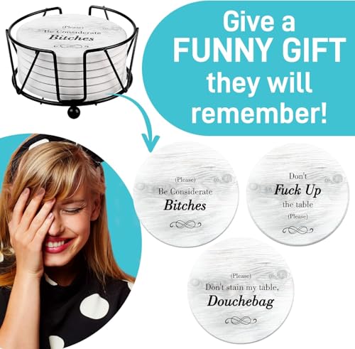 Funny Coasters - Perfect White Elephant Gifts - Unique Gifts for Women Men - Cool Friend Gifts - Secret Santa Gifts - Gag Gifts - Couples Gifts - Funny Housewarming Gifts - Birthday