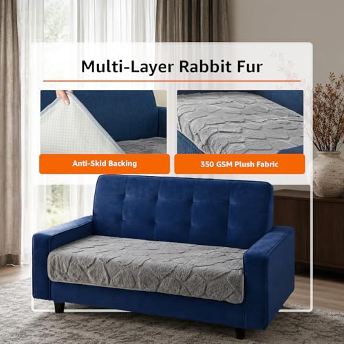 Image of Amazon Basics - Rabbit Fur Make Your Own Sofa Cover |70 x 120 cm|Microfiber Sofa Slipcover | 350 GSM (Grey, 2 Seater)
