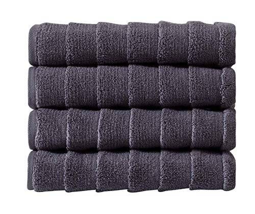 Bagno Milano Turkish Bath Towels Set - 100% Cotton Towels Velvety Soft & Ultra-Absorbent (Grey, 4 Pcs Hand Towel Set) #TOP1